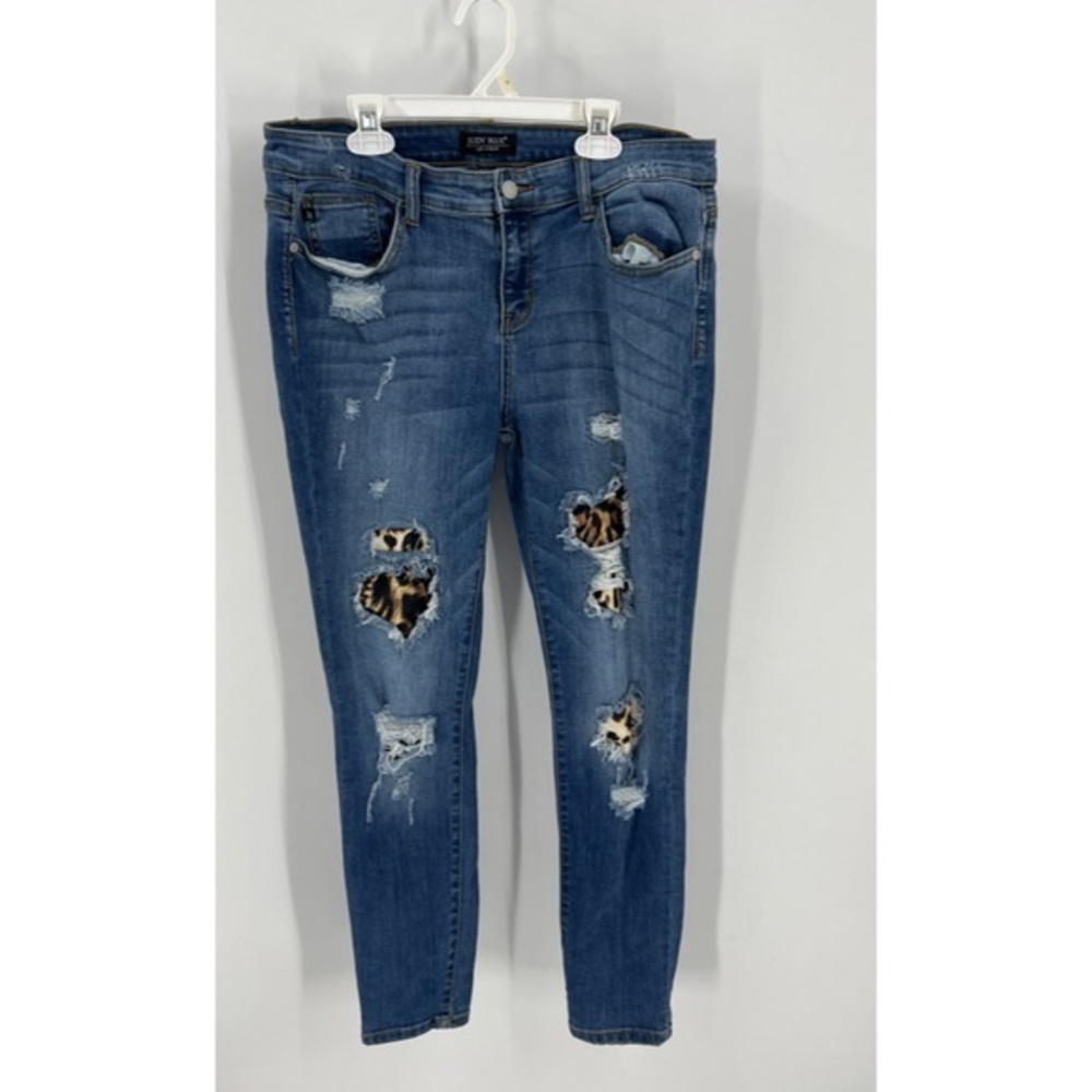 Judy blue skinny fit ripped animal leopard print patch jeans 13/31